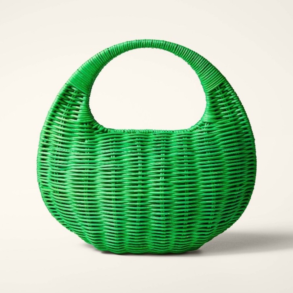 New kate spade new york Wicker Crescent Bag Green